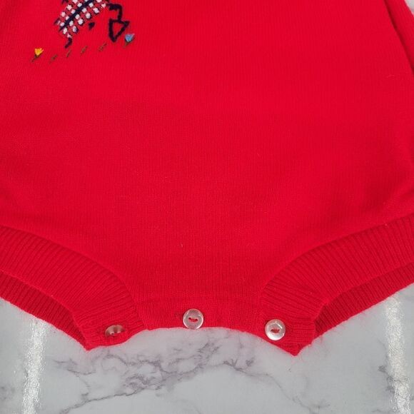 Neiman Marcus Vintage Red Knit Bubble Romper with Embroidered Matching Top Set - Picture 3 of 14